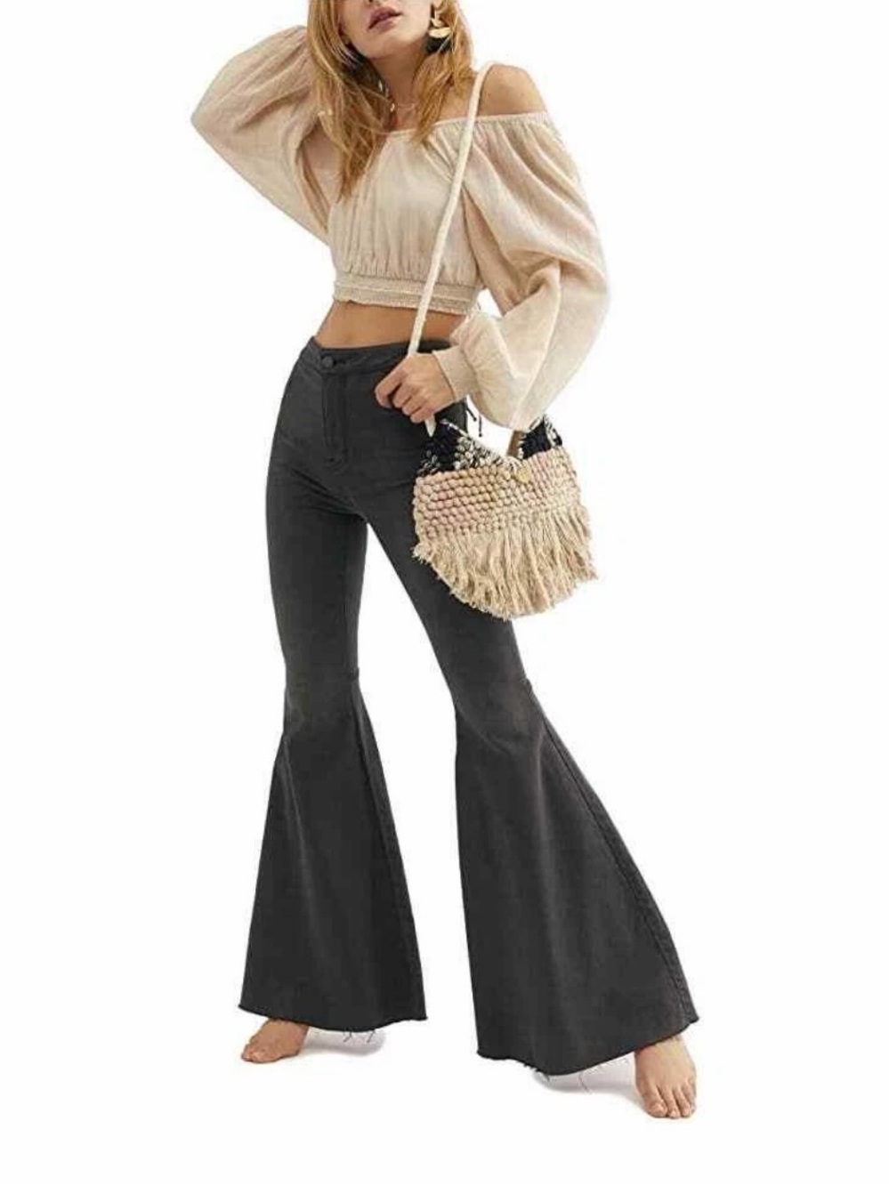 Free People dark wash Flared High-Rise jeans size 29.festival,hippie,boho,summer